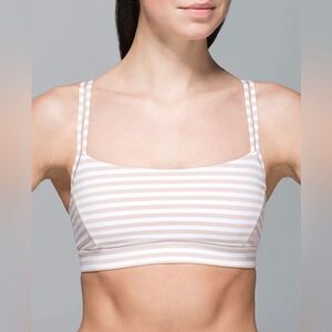 Lululemon Athletica Straight Up Bra Tan Nude & Cream Stripes Size 6 EUC